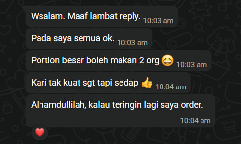 Testimoni Portion Besar Boleh Makan 2 Orang